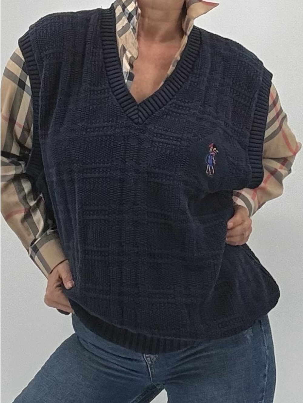 Jantzen Vintage 70s Preppy Country Club Heritage Golf Embroidered Sweater Vest